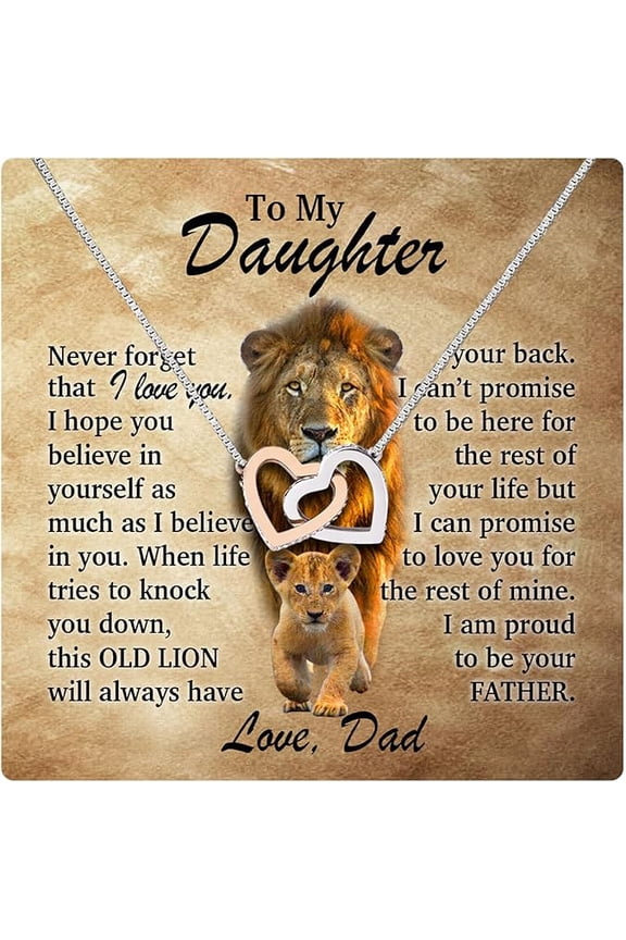 To My Daughter Necklace From Dad With Heartfelt Message & Elegant Box, Interlocking Heart Necklace, Necklace Gifts For Daughter From Father, Birthday Gift For Daughter From Dad