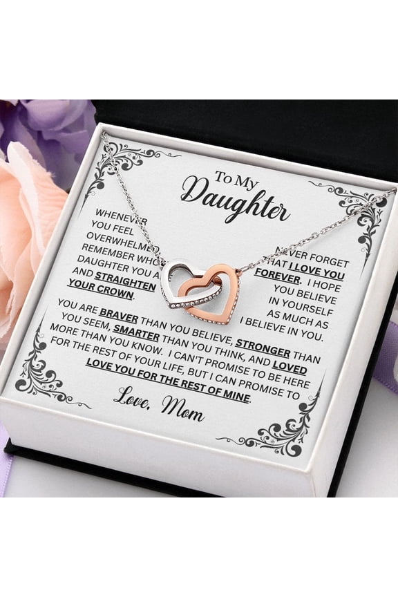To My Daughter Necklace, Daughter Necklace, Mother Daughter , Daughter , Daughter Necklace From Mom, Heart Shaped Necklace, Multi Interlocking Heart Necklace