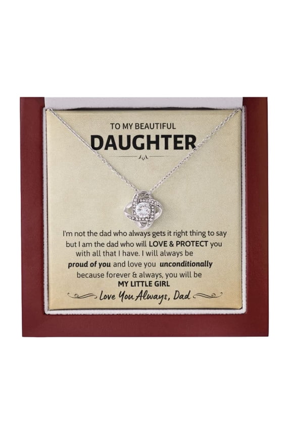To My Daughter Necklace, Daughter Necklaces From Mom And Dad, Daughter From Mother Or Father, Beautiful Necklaces For, Birthday Idea For Women, Proud Of You 2 #1386, Gold Love Knot Necklace