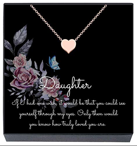 Daughter Necklace Gift from Mom, Dad, Heart Necklace from Mother/Father ...