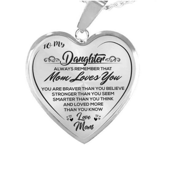 To My Daughter Necklace from Mom Dad,Heart Pendant Charm Inspirational Christmas Birthday Graduation Valentines Gifts for Women Teen,Family & Friendship Gifts