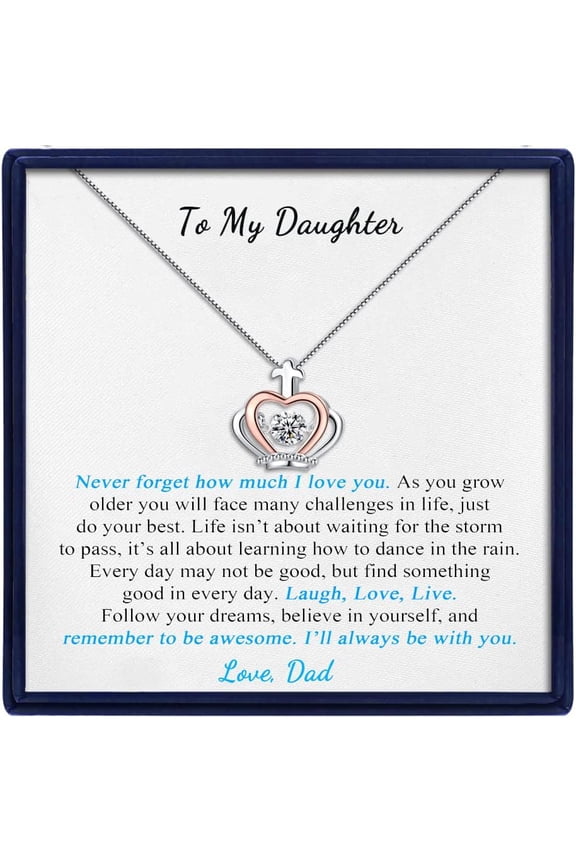 To My Daughter Necklace from Mom Dad Inspirational Daughter Christmas Gifts Jewelry Necklace for Beautiful Daughter Granddaughter on Birthday Thanksgiving Day