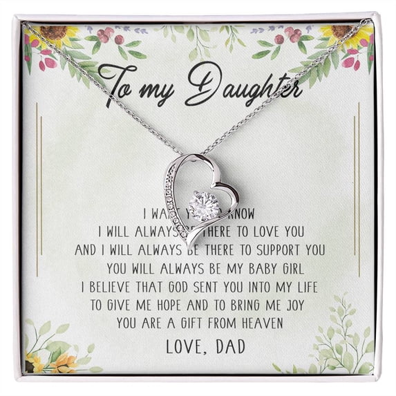 To My Daughter Necklace, You Are Braver Than You Believe. Daughter Gift. Christmas Gift For Daughter, Gift For Daughter From Dad - Forever Love Necklace - White Gold or Yellow Gold - Gift Box