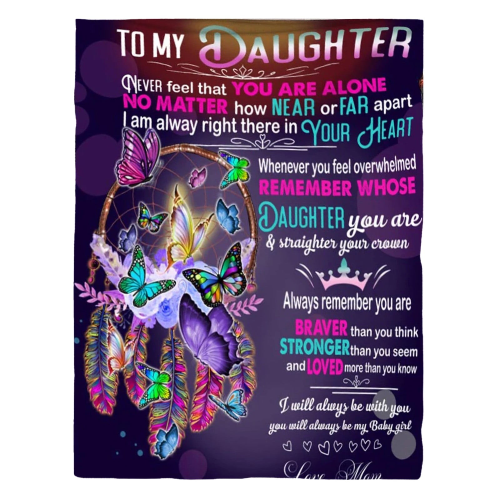 To My Daughter Never Feel That You Are Alone Blanket Gifts For Daughter ...