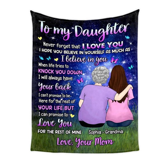 Daughter Never Forget I Love You Fleece Blanket, 50x60in Fleece Blanket