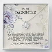 PIERCEANDBIANCA Daughter, Never Forget Love Knot Necklace, Graduation, Birthday Gift