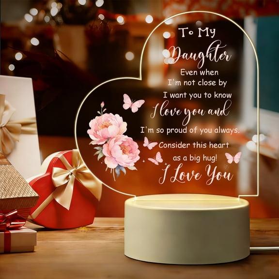 Daughter Night Light from Dad Father Daughter LED Lamp Birthday Christmas Graduation Thanksgiving Gifts for Daughter To My Daughter Acrylic Sign