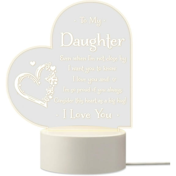 Daughter Night Light to my Daughter from Dad, Daughter Lamp gifts for Daughter from Dad, Daughter Birthday, Christmas, Graduation, Thanksgiving gifts, Father and Daughter Led Lamp, Clear