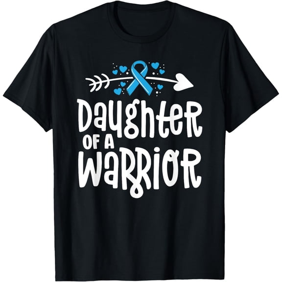 Daughter Of A Warrior Prostate Cancer Blue Ribbon Awareness T-Shirt
