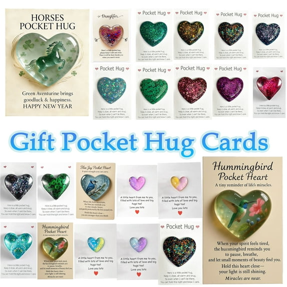 Daughter Pocket Gift Card with Pocket Hug Heart Love Token, Inspirational Heart Shaped Keepsake for Long Distance Relationship, Thinking of You Support Gift from Mom Family Friends Women, HAODEJW