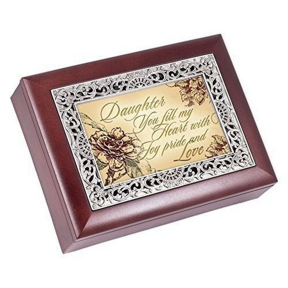 Daughter Rosewood Finish with Silver Inlay Jewelry Music Boxâ??Wonderful World