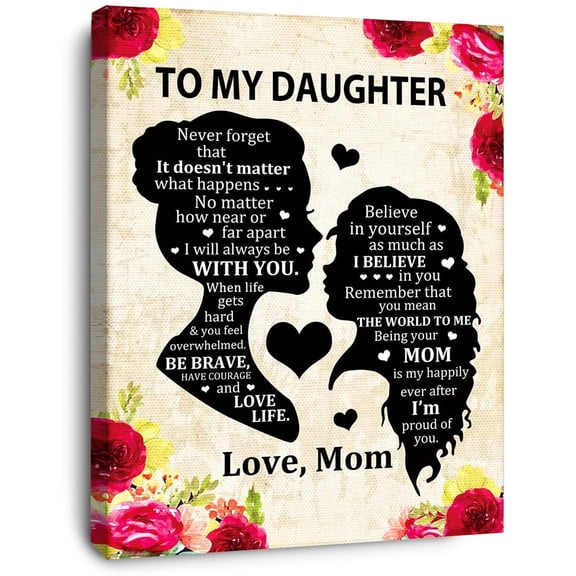 To My Daughter Saying Canvas Wall Art, Daughter Never Forget That Canvas Poster Print for Daughter Bedroom Living Room Dorm Wall Decor, Daughter Birthday Gifts from Mom poster