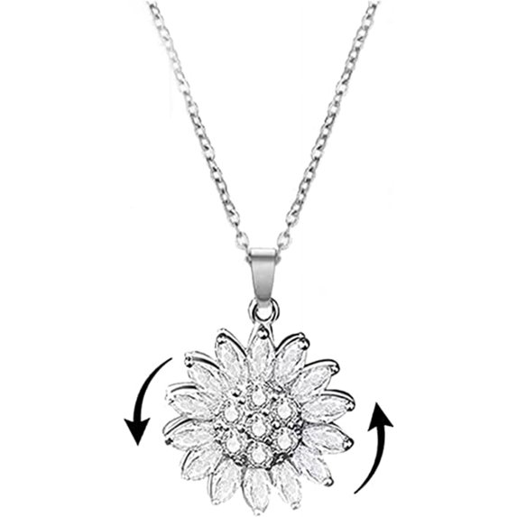 To My Daughter - Sunflower Fidget Necklace, You are My Sunshine Rotating Necklace, Spinning Sunflower Necklace Pendant, Daisy Flower Anxiety Necklace Jewelry for Women