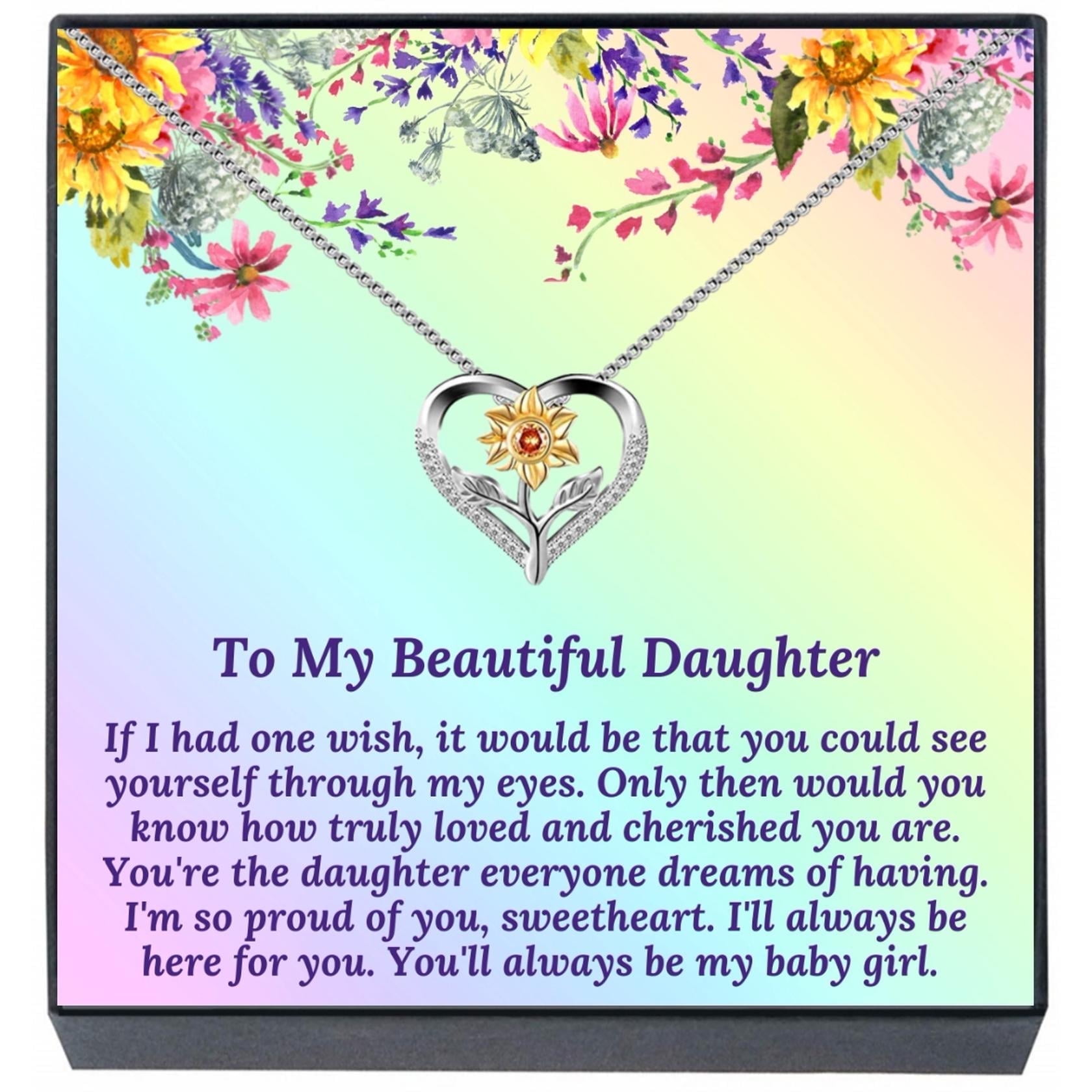 Sunflower Heart Necklace Gift for Daughter from Parents, Ideal for ...