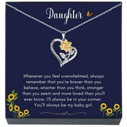SHERIDANSTAR Daughter Sunflower Heart Pendant Necklace, Daughter Jewelry Gifts From Mom, Dad, Mother, Father, Parents for Christmas, Birthday, Graduation Present for Girls, Teens, Women, Adults (Style 3)