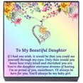 thumbnail image 1 of Daughter Sunflower Heart Pendant Necklace, You Are My Sunshine Daughter Jewelry Gifts From Mom, Dad, Mother, Father, Parents for Easter, Birthday, Graduation Present for Teens, Women (Style 3), 1 of 8