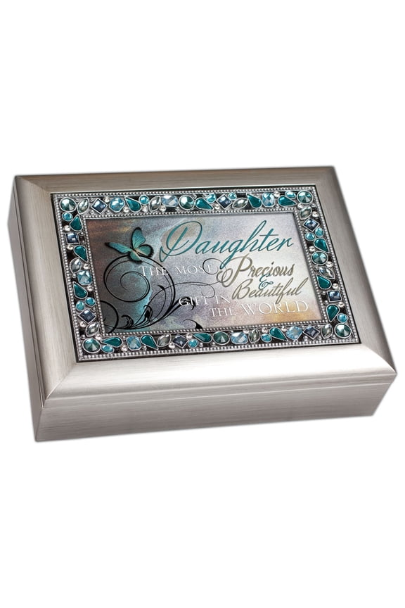 Daughter The Most Precious Gift Jeweled Silver Music Box