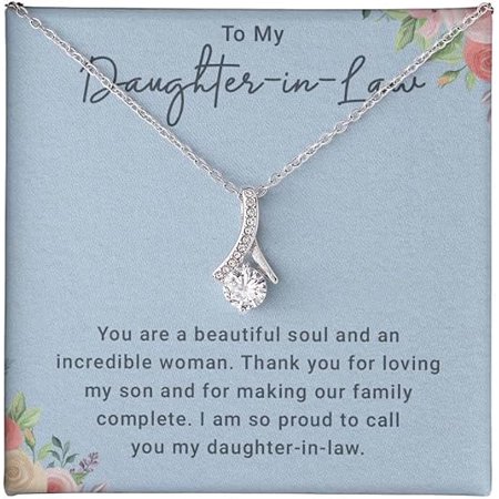Daughter in Law Gifts From Mom & Dad - Always Keep Me in Your Heart Necklace With Meaningful Message Card & Gift Box