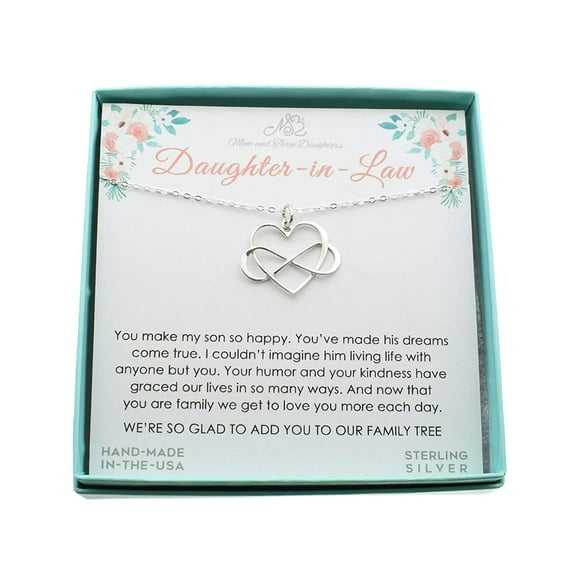 Daughter in Law Infinity Heart Necklace in Sterling Silver