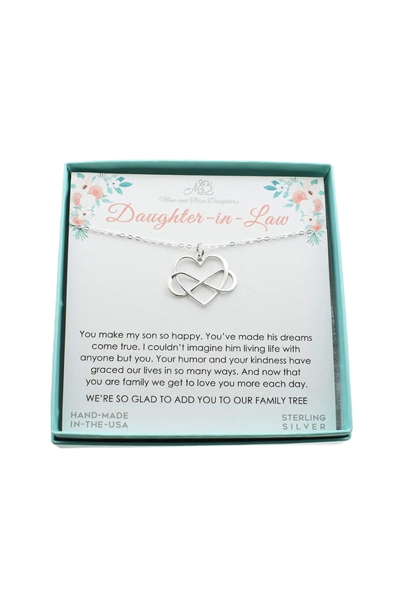 Daughter in Law Infinity Heart Necklace in Sterling Silver