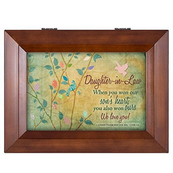 Daughter-in-Law We Love You Wood Finish Jewelry Music Box - Plays Tune You Are My Sunshine
