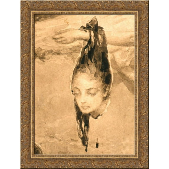 Daughter of Cairo (detail) 24x18 Gold Ornate Wood Framed Canvas Art by Wilhelm Kotarbinski