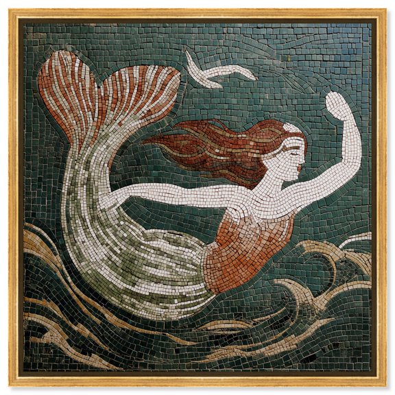 Daughter of Poseidon Canvas Print Vintage Wall Decor by Art Remedy, Gold Frame, 12 x 12