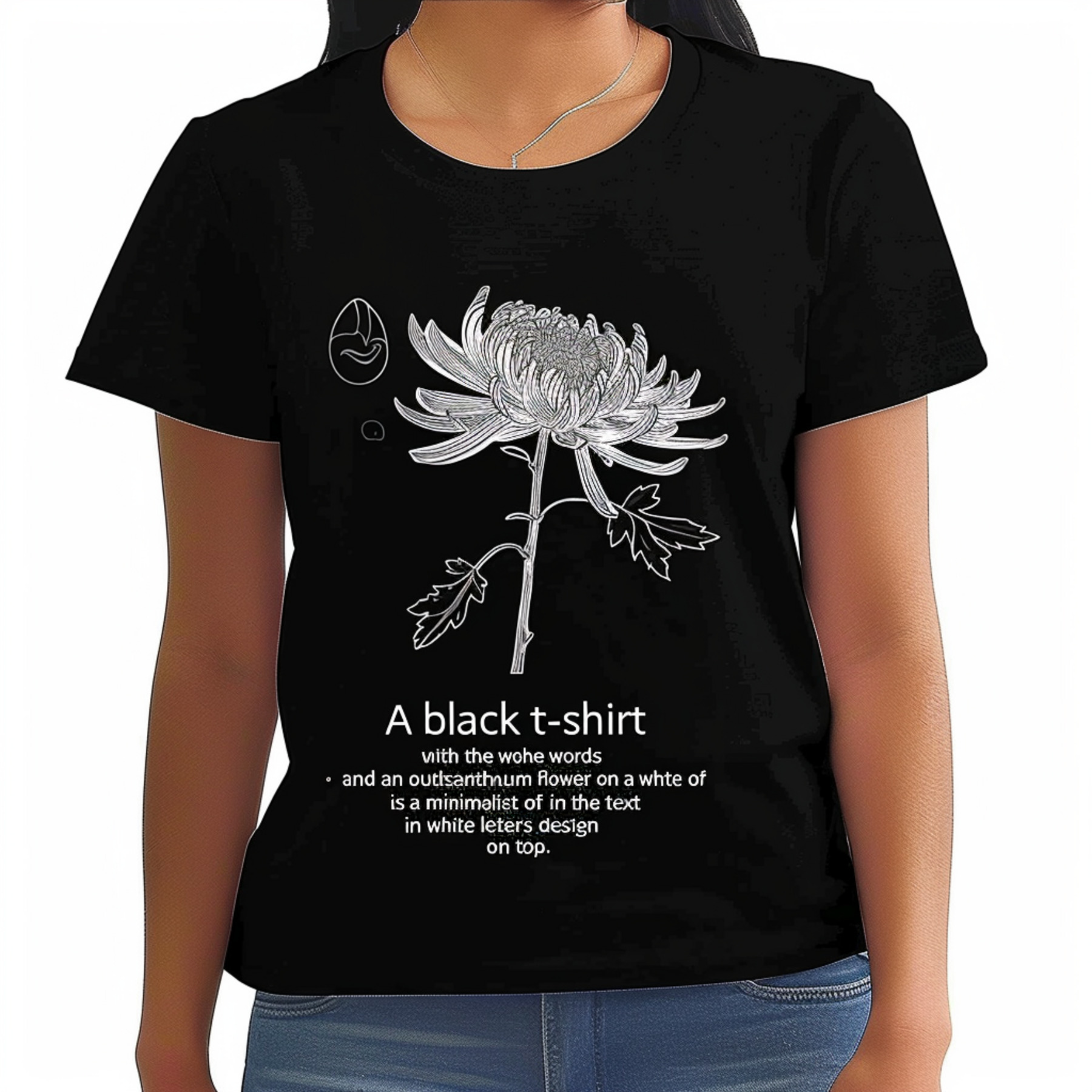 YanYan Cotton Bao Stripe Tee with Flowers in Black/White main image 1