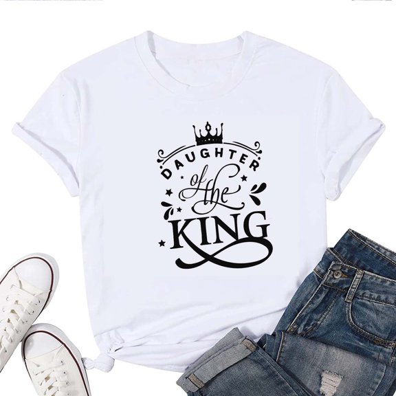 Daughter of the King T-Shirt for Women – Christian Inspirational Faith-Based Graphic Tee, Religious Princess Bible Quote Top