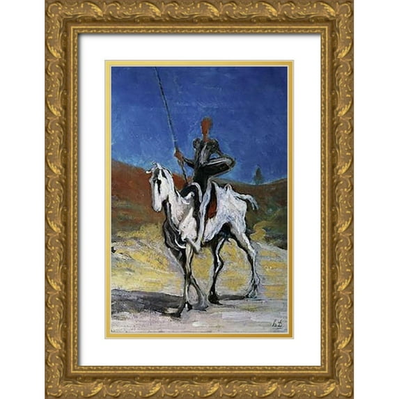 Daumier, Honore 13x18 Gold Ornate Wood Framed with Double Matting Museum Art Print Titled - Don Quixote