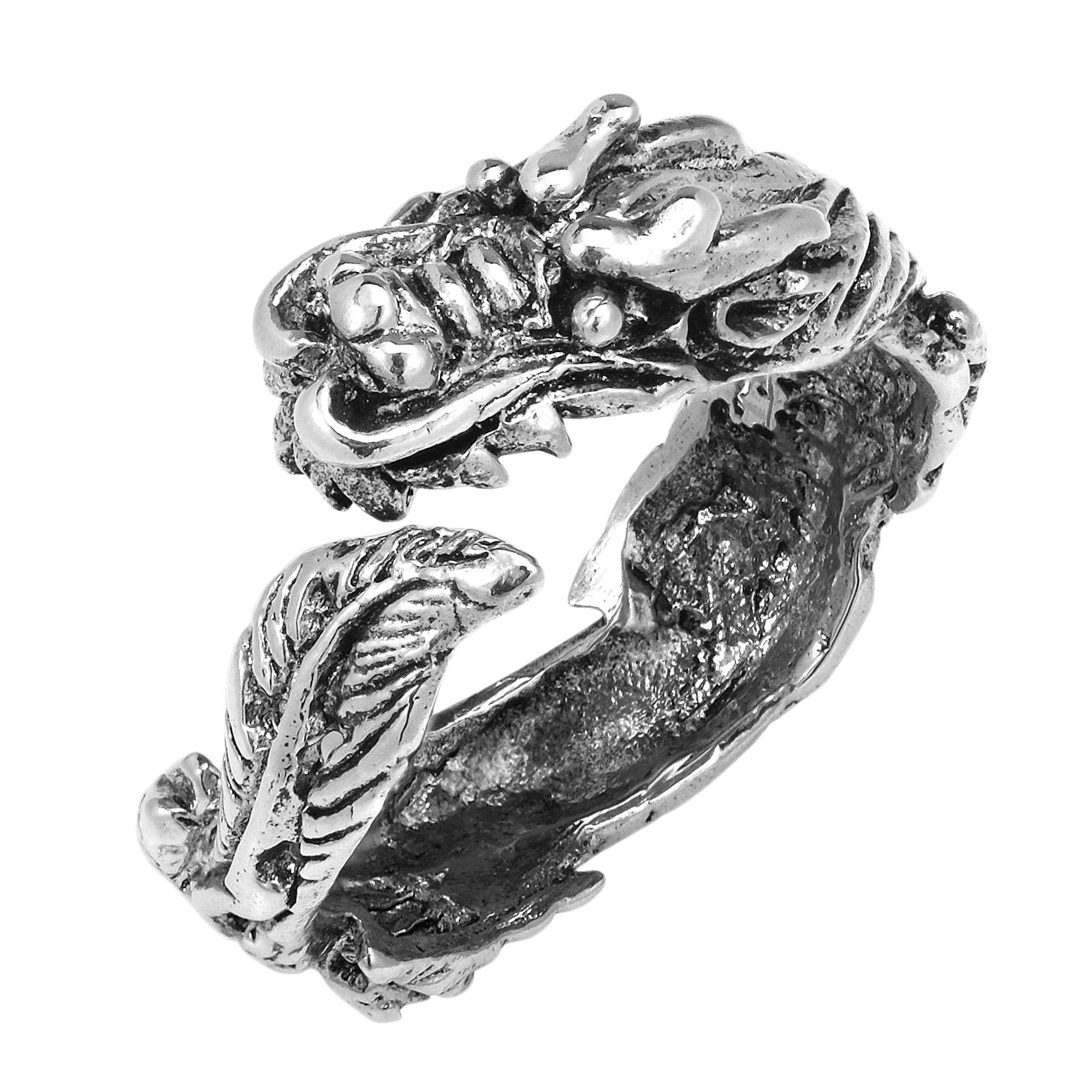 Daunting Warrior Dragon Wrap Sterling Silver Ring-8