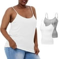 thumbnail image 1 of Daupanzees 2 Pack Plus Size Camis for Women Built-in-bra Yoga Tank Tops Workout Athletic Lightweight Solid Camisole Adjustable Strap, 1 of 8