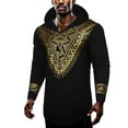 thumbnail image 1 of Daupanzees African Shirts for Men Metallic Floral Printed Slim Fit Long Sleeve V Neck Shirts Blouse Dashiki Shirt for Men, 1 of 9