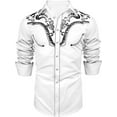 thumbnail image 1 of Daupanzees Slim Fit Shirts for Men Button Down Long Sleeve Embroidery Shirts Men's Western Cowboy Shirt Cotton Male Floral Embroidered Snap, 1 of 7