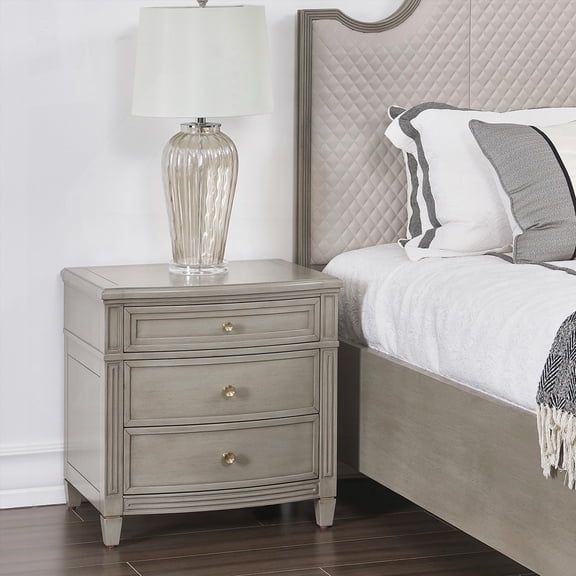 Dauphin 3-Drawer Accent End Table with Merino White Wood for Storage and Organization