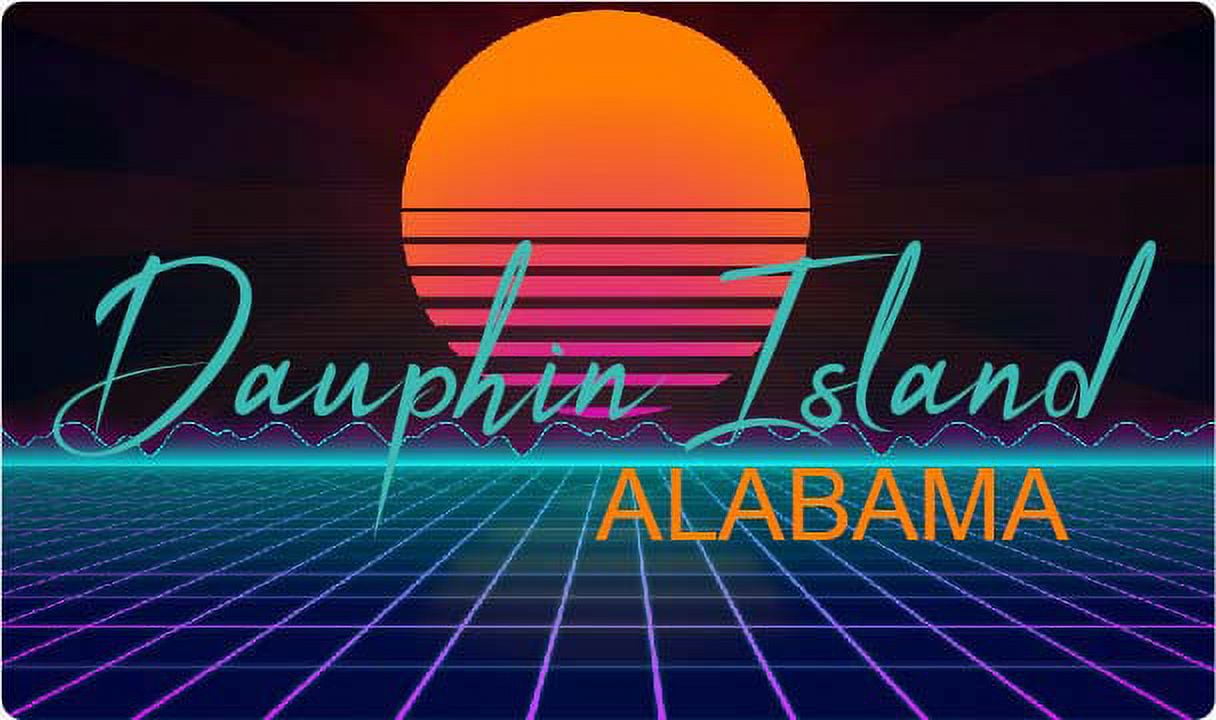 Dauphin Island Alabama 2 X 1.25Inch Vinyl Decal Stiker Retro Neon