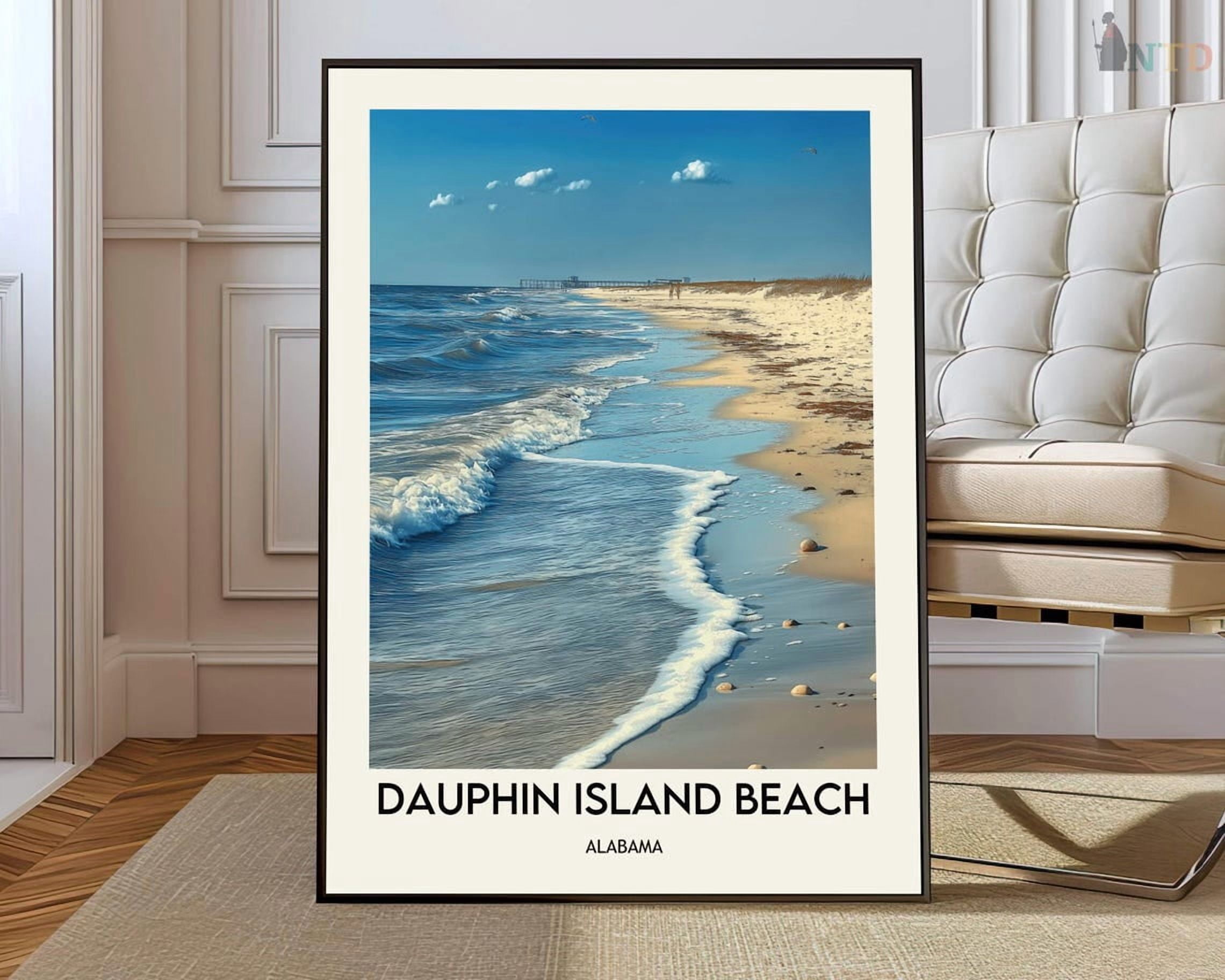 Dauphin Island Wall Art Print, Gulf Coast Map Travel Decor - Walmart.com