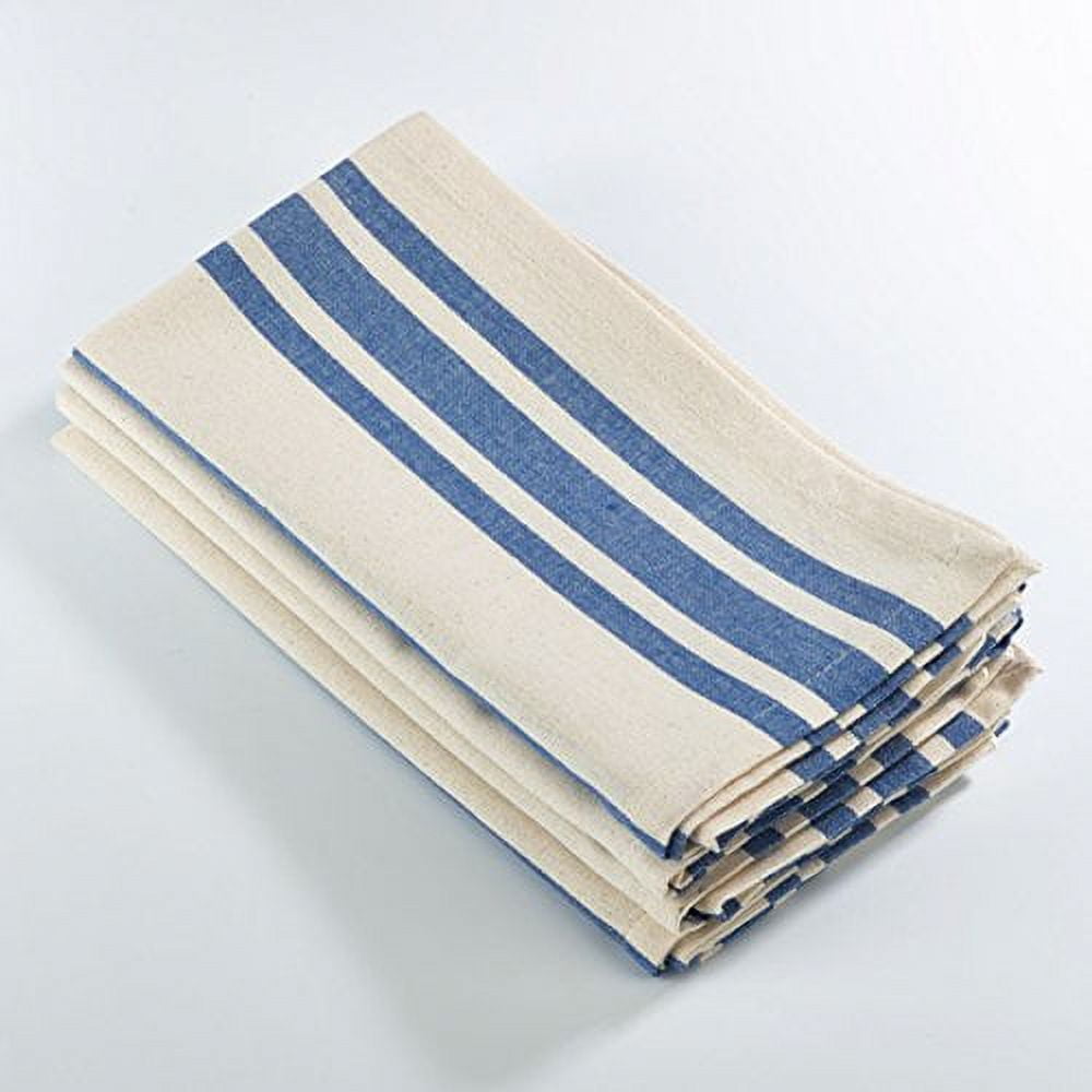 Dauphine Blue Striped Cotton Dinner Napkins, Set of 4, 20"