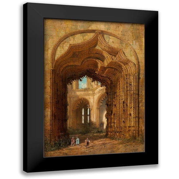 Dauzats, Adrien 11x14 Black Modern Framed Museum Art Print Titled - Ruined Church