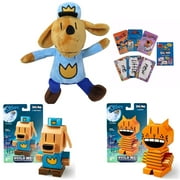 Dav Pilkey Dog Man Hero Gift Set Includes MerryMakers Plush Book Character, Cubles DogMan and Petey STEM Paper Craft Collectibles, and Flash Cards Rock Paper Scissors Game Small Dog Man Cuble Set