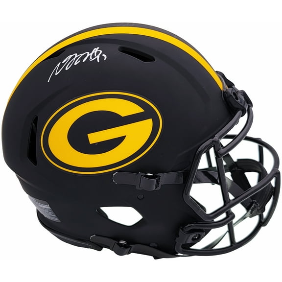 Davante Adams Autographed Green Bay Packers Eclipse Black Full Size Authentic Speed Helmet Beckett BAS QR 201213