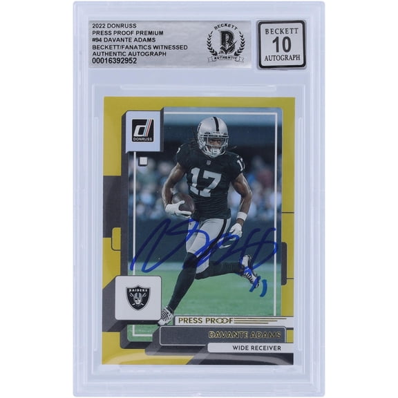 Davante Adams Las Vegas Raiders Autographed 2022 Panini Donruss Press Proof Premium #94 Beckett Fanatics Witnessed Authenticated 10 Card - Fanatics Authentic Certified