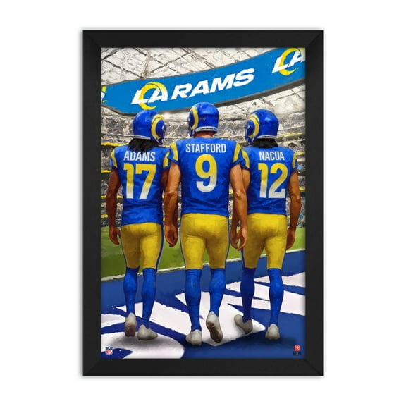 Davante Adams, Matthew Stafford & Puka Nacua Los Angeles Rams Framed Three-Player Art Print