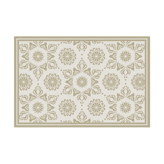 Davanti Vinyl Floor Mat - Sand Indian Flower - 2'x3'