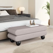 Davao Bench Gray Bench, Modern Style, Comfy and durable polyester fabric, Rubberwood, Indoor Living