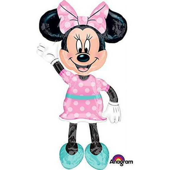 DavayDelights Anagram Minnie Mouse Pink Polka Dot 54" Giant Airwalker Foil Mylar Balloon