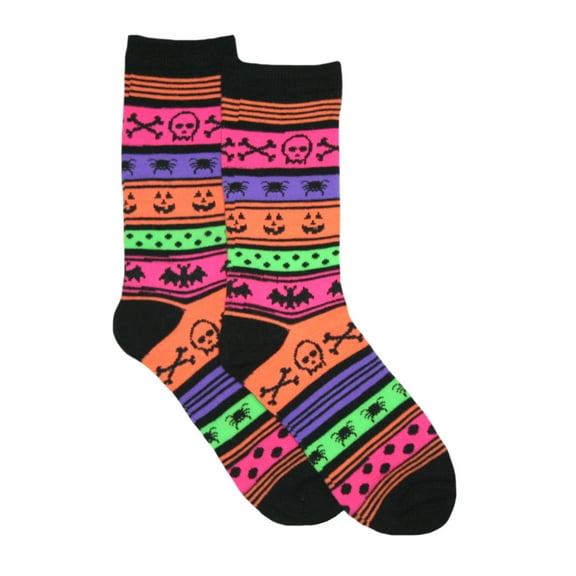 Davco Womens Halloween Spooky Striped Crew Socks (9/11)