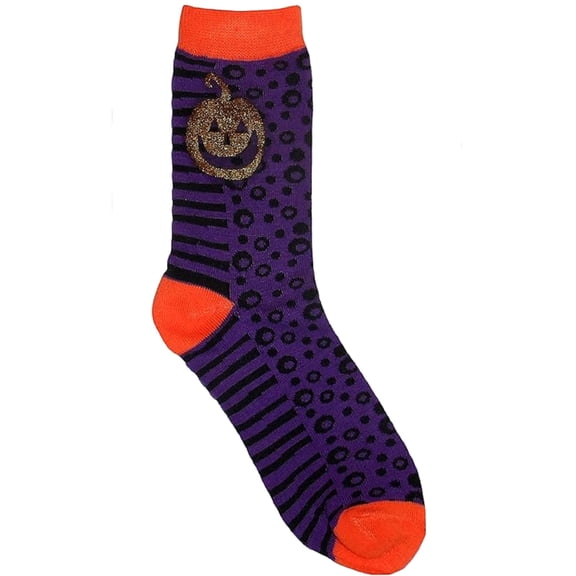 Davco Womens' Purple/Orange Glitter Pumpkin Socks (9/11)