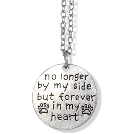 Dave The Bunny's Exclusive: "No Longer by My Side but Forever in My Heart" Silver Chain Necklace, Elegantly Crafted with 100% Stainless Steel for a Timeless Keepsake