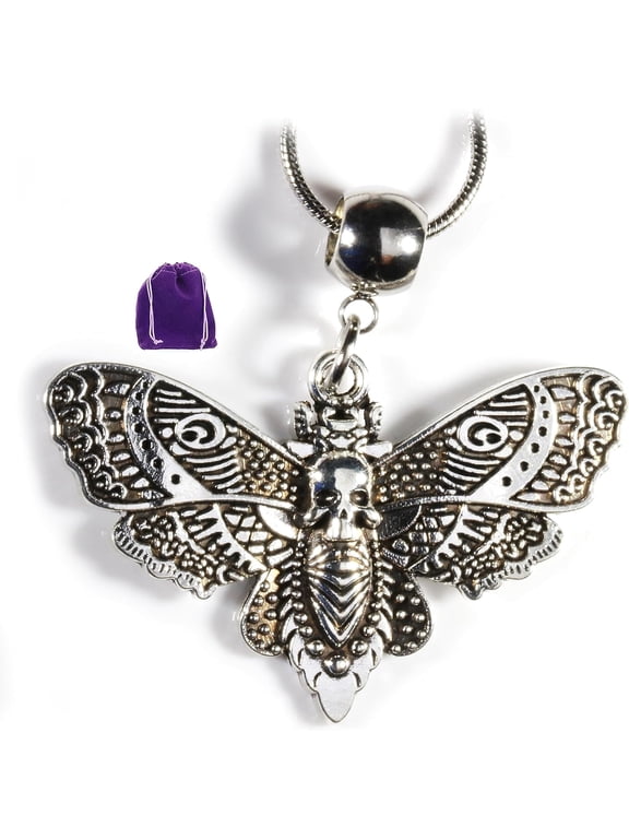 Gothic Jewelry for Men - Death Head Moth Necklace or Silver Butterfly Necklace for Women